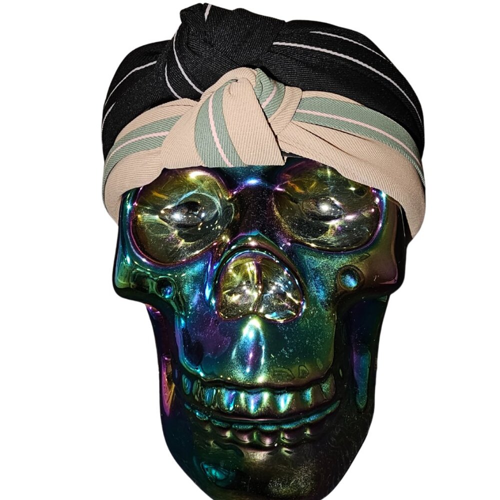 Gorgeous Girl Striped Top Knot Headband bundle Two headbands one black one tan